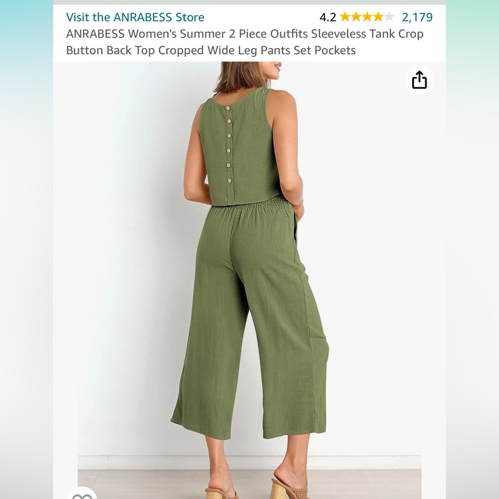 *NWOT* 2 Piece Set - Crop Tank & Wide leg Pants, Size Medium